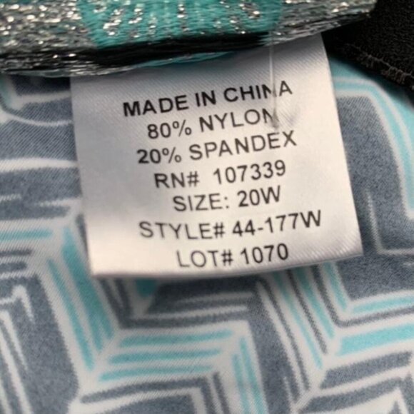 Sea & Sand Plus Size High Neck Tankini Top Women's Swimwear Blue/Black - Picture 6 of 10